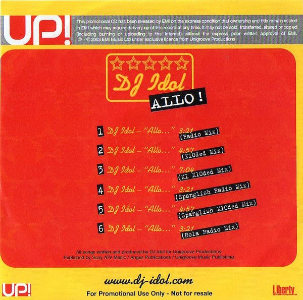 DJ Idol : Allo! (CDr, Maxi, Promo)