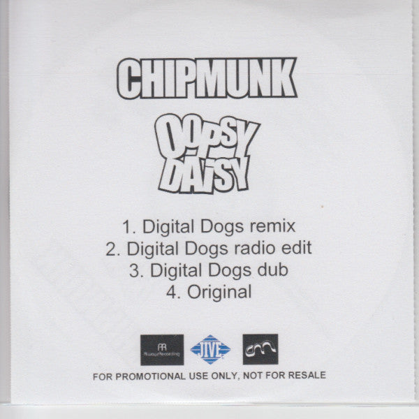Chipmunk : Oopsy Daisy (CDr, Single, Promo)