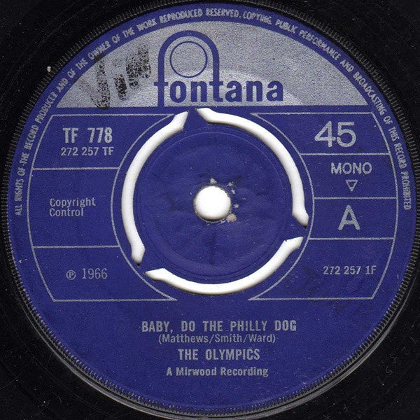 The Olympics : Baby, Do The Philly Dog (7", Single, Mono)