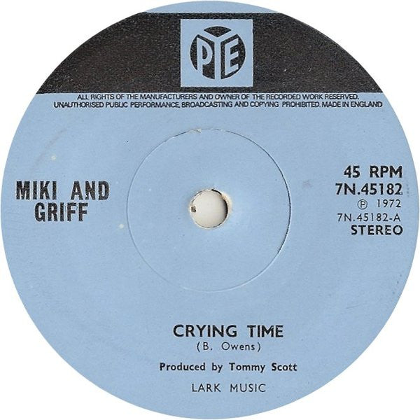 Miki & Griff : Crying Time (7", Single, Sol)