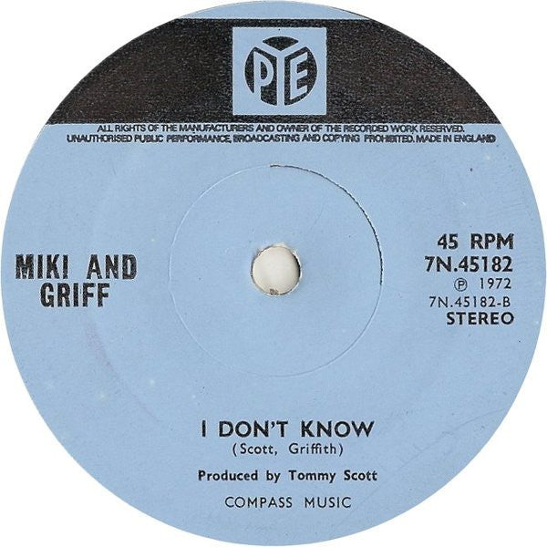 Miki & Griff : Crying Time (7", Single, Sol)