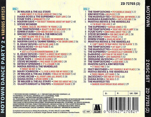 Various : Motown Dance Party 2 (2xCD, Comp)