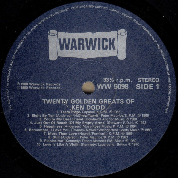 Ken Dodd : 20 Golden Greats Of Ken Dodd (LP, Comp)