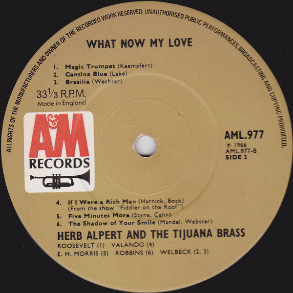 Herb Alpert & The Tijuana Brass : What Now My Love (LP, Album, Mono, RE)