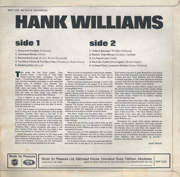 Hank Williams : Hank Williams (LP, Comp, Mono)