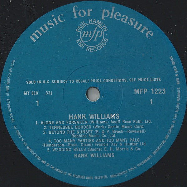 Hank Williams : Hank Williams (LP, Comp, Mono)