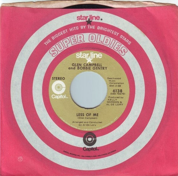 Glen Campbell And Bobbie Gentry : Let It Be Me / Less Of Me (7", Single, RE)