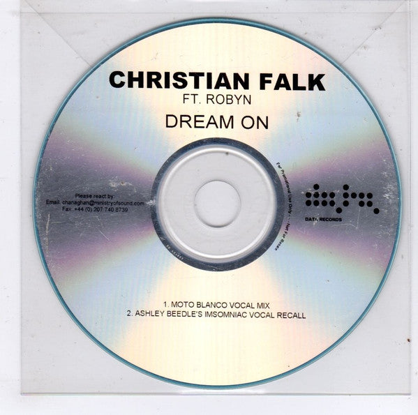 Christian Falk Ft. Robyn : Dream On (CDr, Single, Promo)