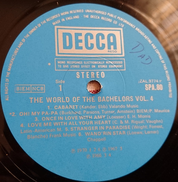 The Bachelors : The World Of The Bachelors Vol. 4 (LP, Comp)