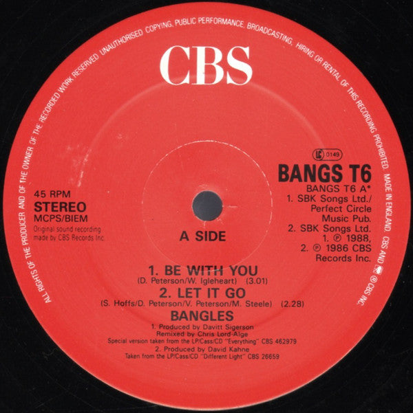 Bangles : Be With You (12", Single)