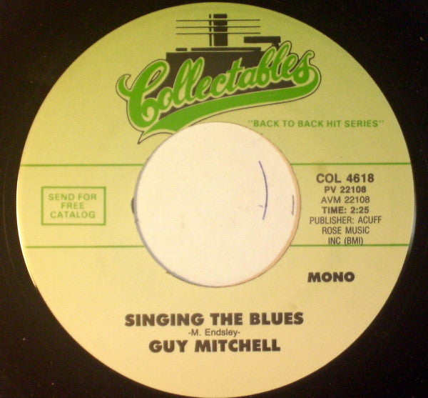 Guy Mitchell : Singing The Blues/Heartaches By The Number (7", Single, RE)