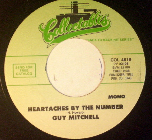 Guy Mitchell : Singing The Blues/Heartaches By The Number (7", Single, RE)