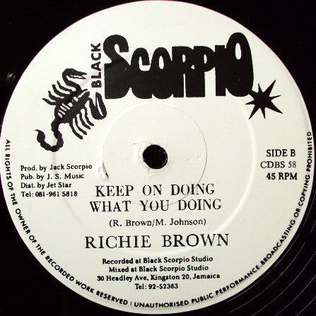 Sugar Minott / Richie Brown : Barriers / Keep On Doing What You Doing (12")