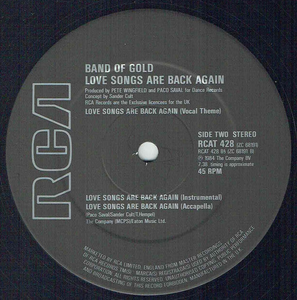 Band Of Gold : Love Songs Are Back Again (12", Single)