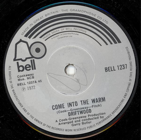 Driftwood (8) : Come Into The Warm (7", Single, Sol)