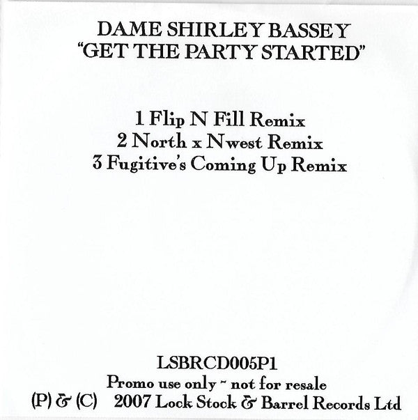 Shirley Bassey : Get This Party Started (CDr, Single, Promo)