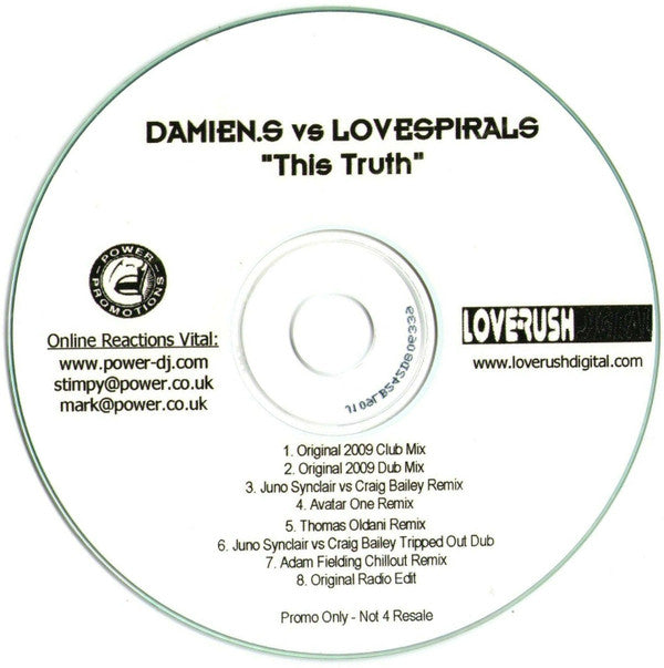 Damien S Vs Lovespirals : This Truth (CDr, Promo)