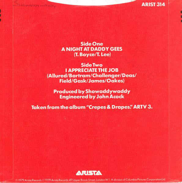 Showaddywaddy : A Night At Daddy Gees (7", Single)