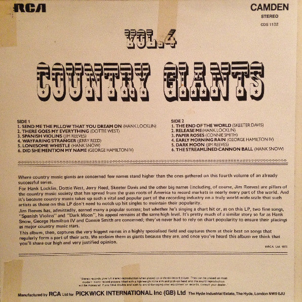 Various : Country Giants Vol. 4 (LP, Comp)