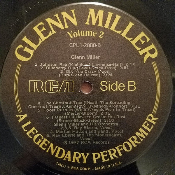 Glenn Miller : A Legendary Performer Volume 2 (LP, Comp)