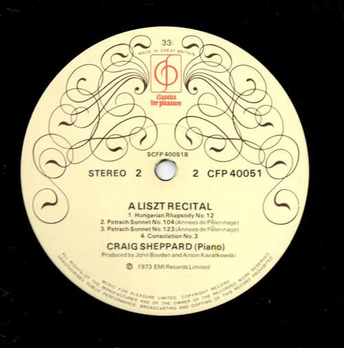 Craig Sheppard – Liszt* : A Liszt Recital (LP)