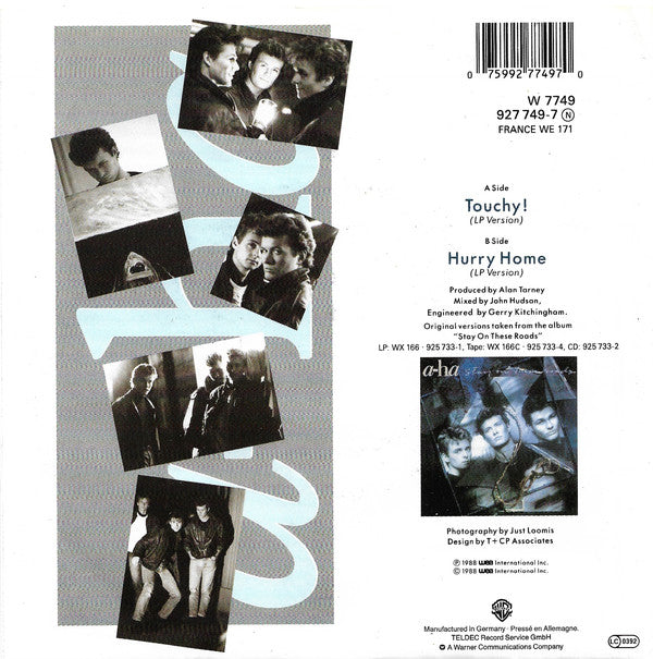 a-ha : Touchy! (7", Single, Sol)
