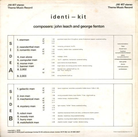 John Leach And George Fenton : Identi-Kit (LP)
