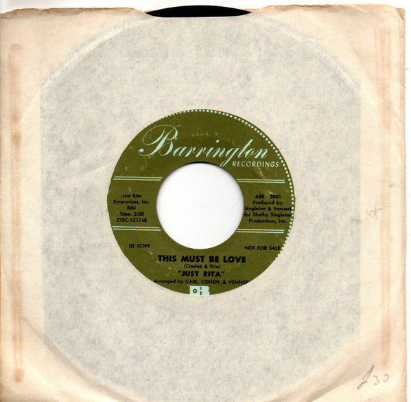 Just Rita : Lullabye / This Must Be Love (7", Single, Promo)