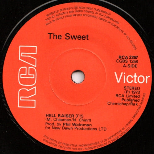 The Sweet : Hell Raiser (7", Single, Fre)