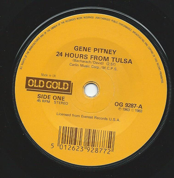 Gene Pitney : 24 Hours From Tulsa (7")
