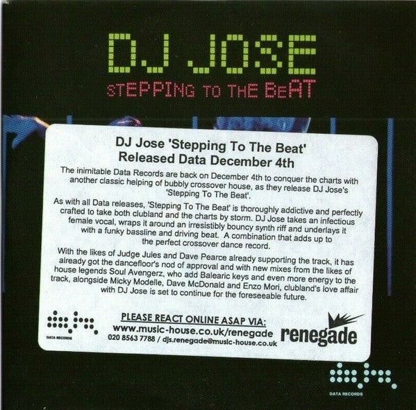 DJ Jose : Stepping To The Beat (CDr, Single, Promo)