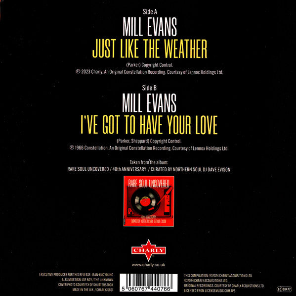Mill Evans : Just Like The Weather / I've Got To Have Your Love (7", Single)
