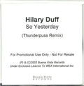 Hilary Duff : So Yesterday (CDr, Single, Promo)