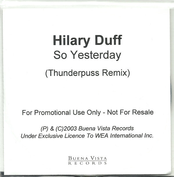 Hilary Duff : So Yesterday (CDr, Single, Promo)
