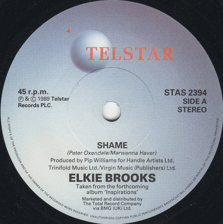 Elkie Brooks : Shame (7", Single)