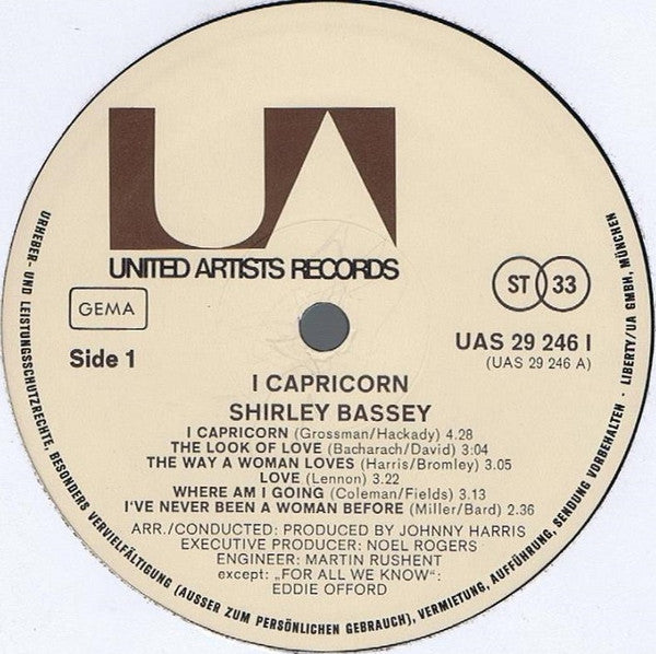 Shirley Bassey : I, Capricorn (LP, Album)