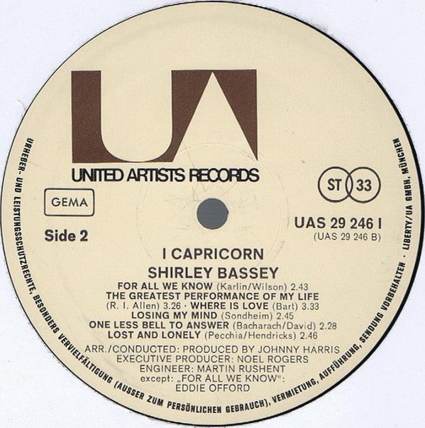 Shirley Bassey : I, Capricorn (LP, Album)