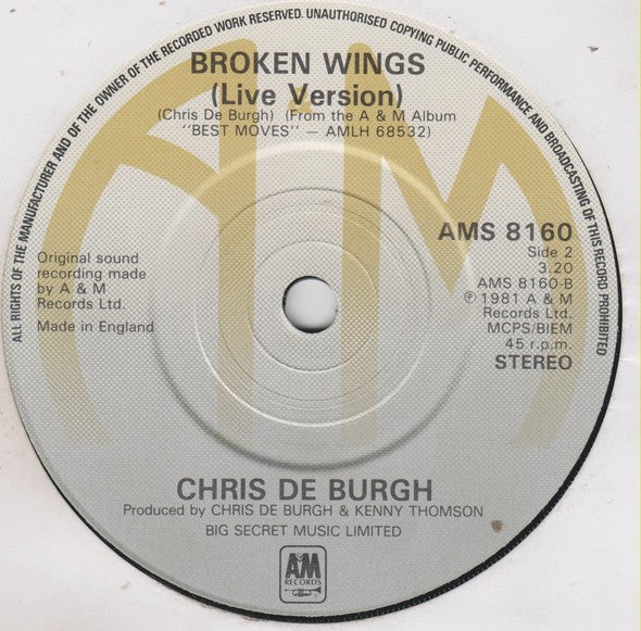 Chris de Burgh : Waiting For The Hurricane (7", Single)
