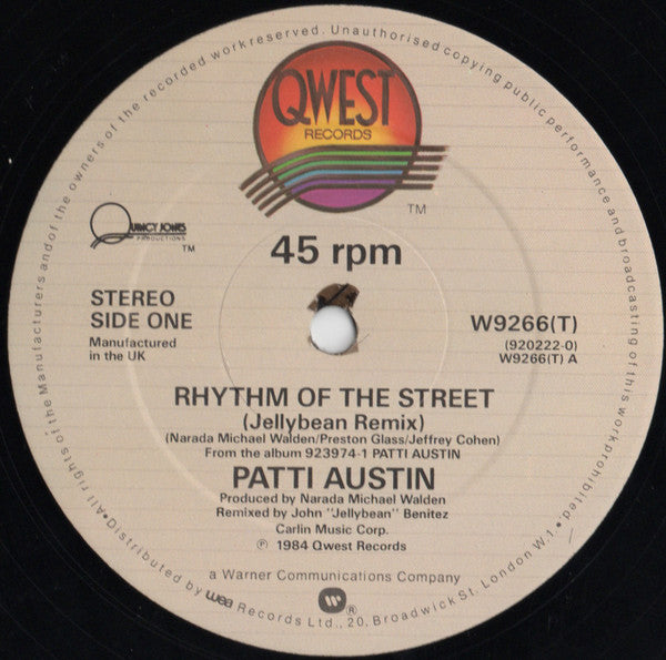 Patti Austin : Rhythm Of The Street (U.S. Remix) (12", Single)