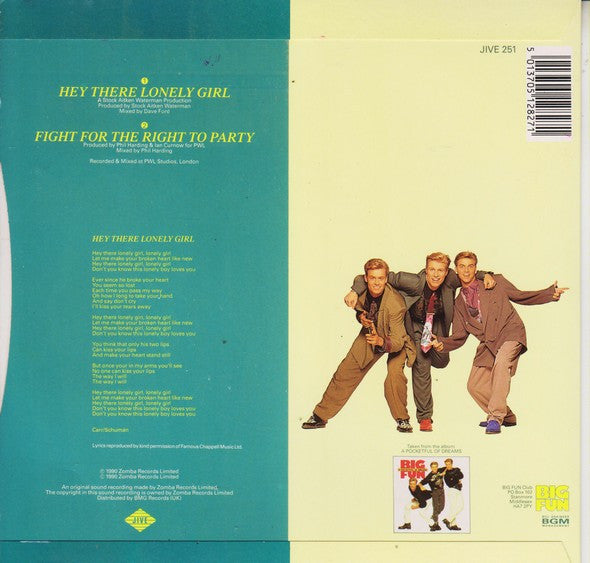 Big Fun : Hey There Lonely Girl (7", Single, Sil)