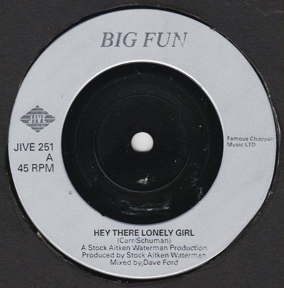 Big Fun : Hey There Lonely Girl (7", Single, Sil)