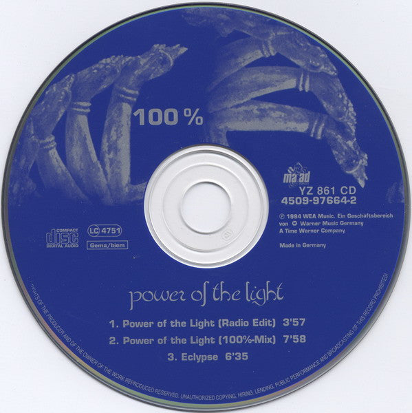 100% : Power Of The Light (CD, Maxi)