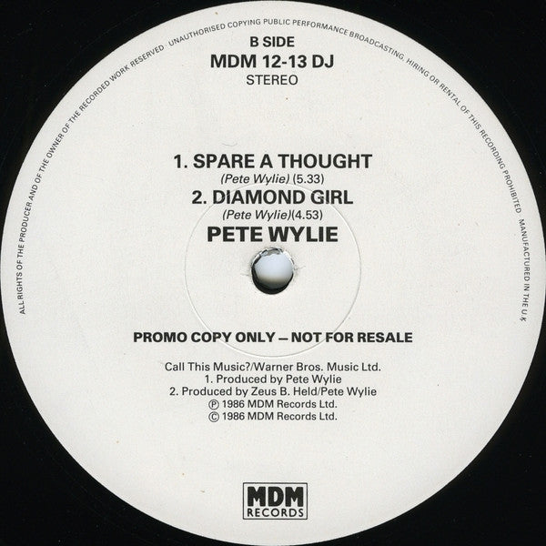 Pete Wylie : Diamond Girl Oh! Diamond Girl (12", Promo)