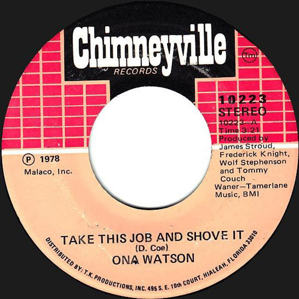 Ona Watson : Take This Job And Shove It / Falling In Love Again (7")