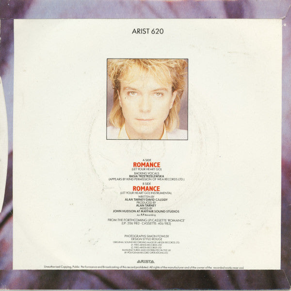 David Cassidy : Romance (Let Your Heart Go) (7", Blu)