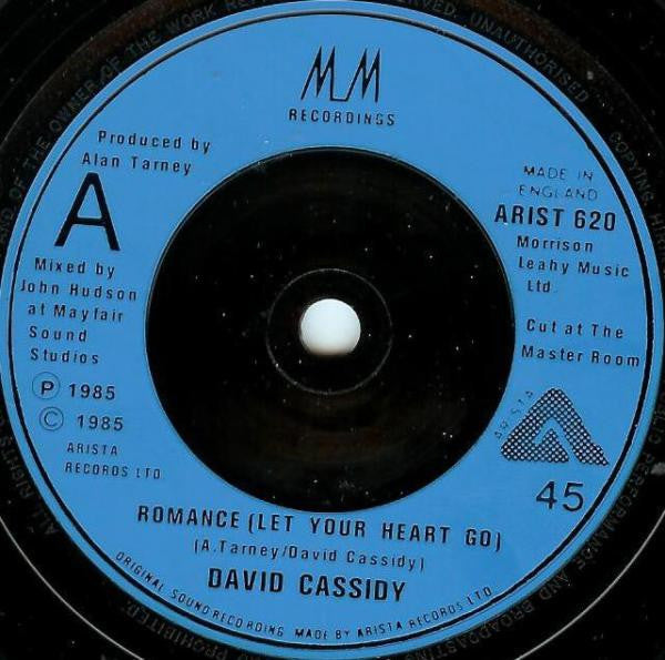 David Cassidy : Romance (Let Your Heart Go) (7", Blu)