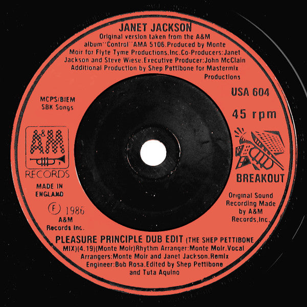 Janet Jackson : The Pleasure Principle (7", Single, Red)