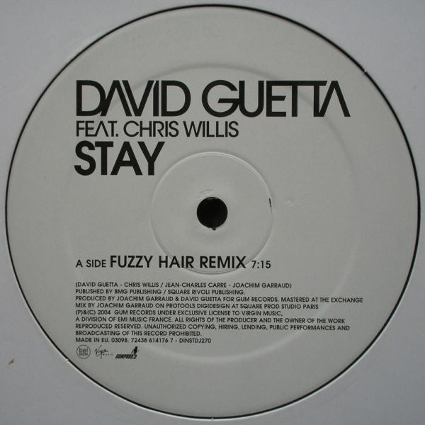 David Guetta Feat. Chris Willis : Stay (12", Promo)