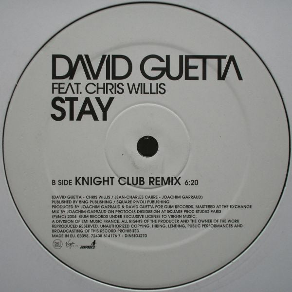 David Guetta Feat. Chris Willis : Stay (12", Promo)