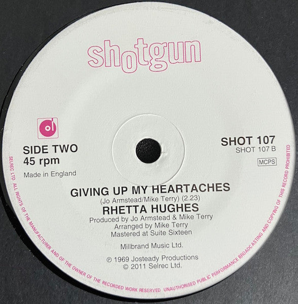 Rhetta Hughes : Cry Myself To Sleep / Giving Up My Heartaches (7")